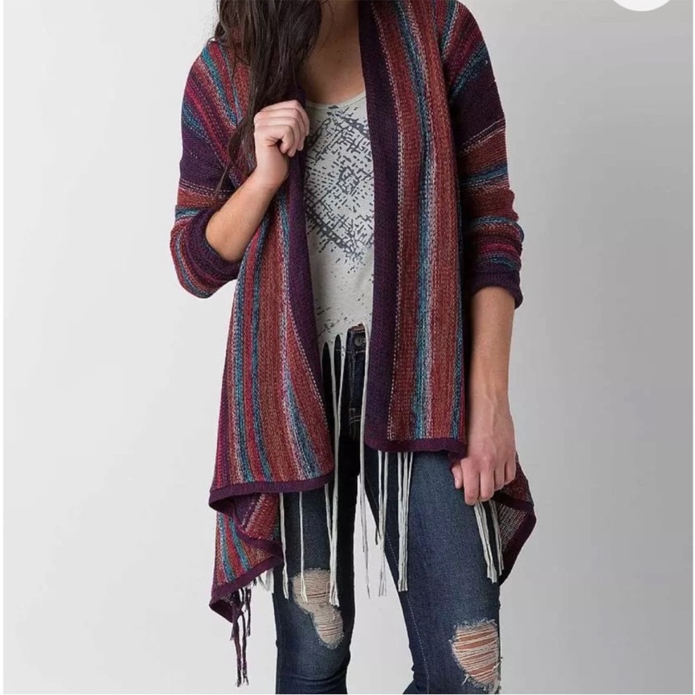Billabong Multicolor Striped Open Front Cardigan size medium